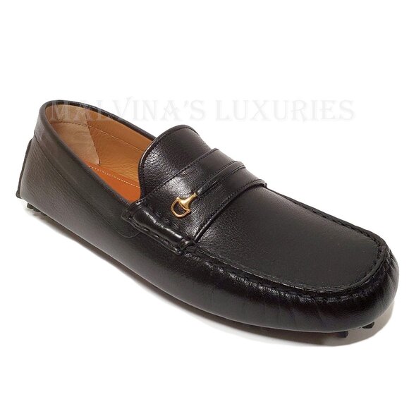 GUCCI SHOES MENS BLACK LEATHER HALF HORSEBIT DRIVER LOAFERS sz 10 / 10.5 US - Picture 7 of 15